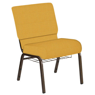 21''W Church Chair in Canterbury Fabric with Book Rack - Gold Vein Frame - View 1