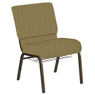 21''W Church Chair in Illusion Fabric with Book Rack - Gold Vein Frame - View 1