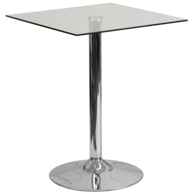23.75'' Square Glass Table with 30''H Chrome Base - View 1