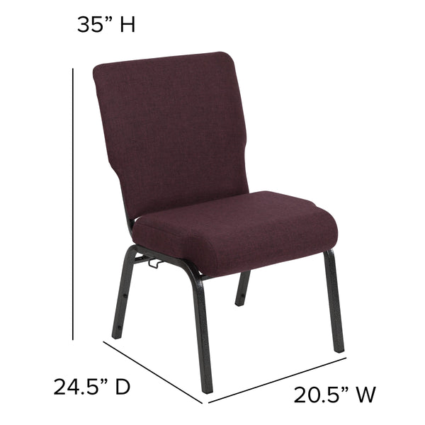 Grape/Amethyst Fabric/Silver Vein Frame |#| 20.5inch Grape Molded Foam Stacking Church Chair