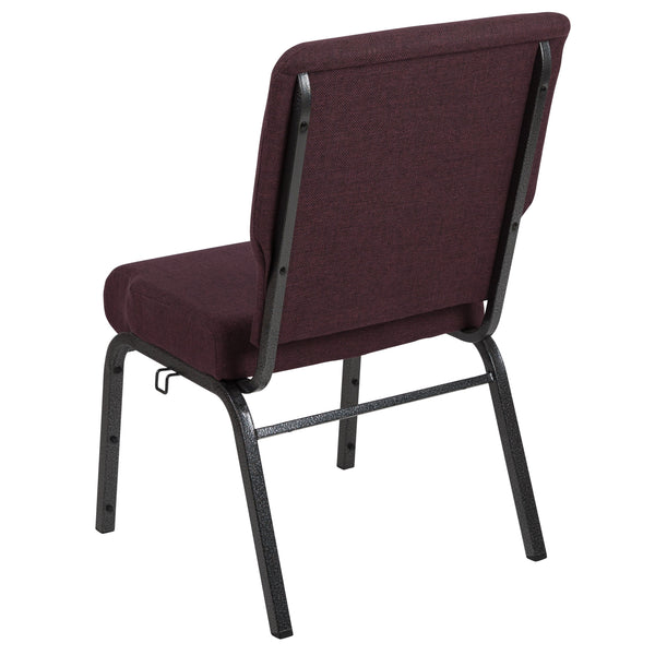 Grape/Amethyst Fabric/Silver Vein Frame |#| 20.5inch Grape Molded Foam Stacking Church Chair