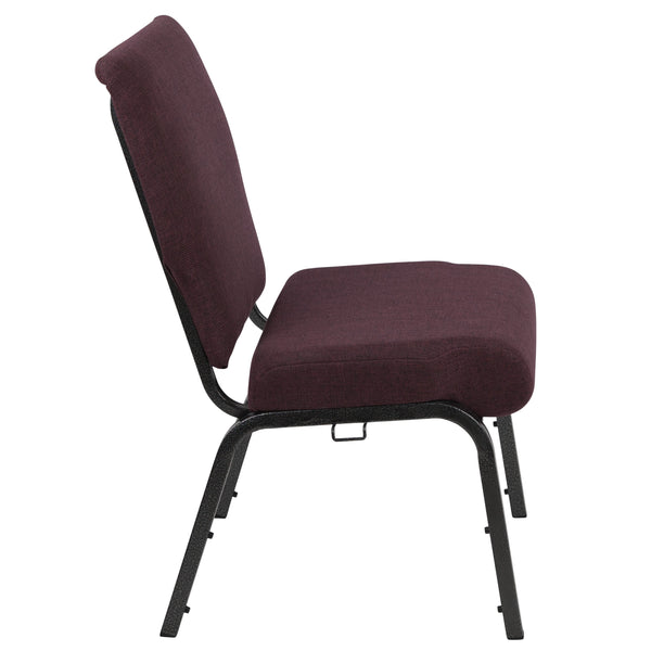 Grape/Amethyst Fabric/Silver Vein Frame |#| 20.5inch Grape Molded Foam Stacking Church Chair