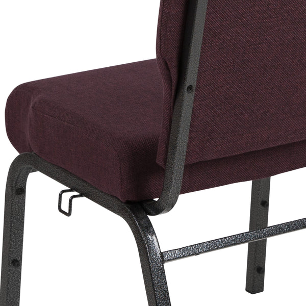 Grape/Amethyst Fabric/Silver Vein Frame |#| 20.5inch Grape Molded Foam Stacking Church Chair