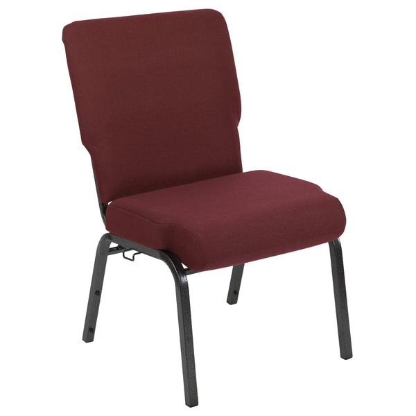 Maroon Fabric/Silver Vein Frame |#| 20.5inch Maroon Molded Foam Stacking Church Chair