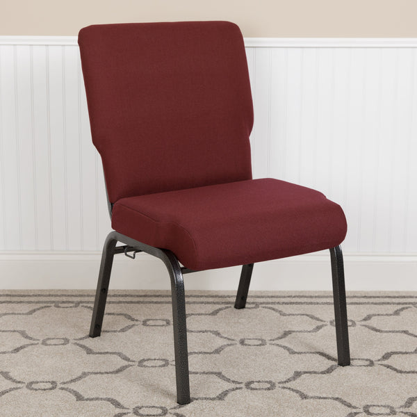 Maroon Fabric/Silver Vein Frame |#| 20.5inch Maroon Molded Foam Stacking Church Chair