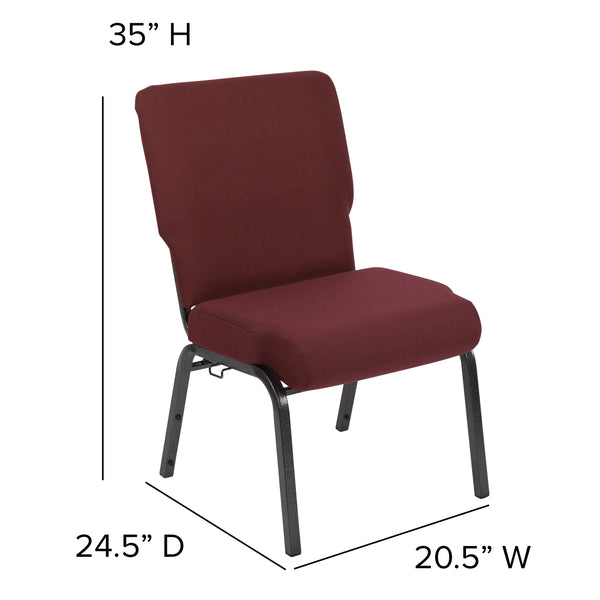 Maroon Fabric/Silver Vein Frame |#| 20.5inch Maroon Molded Foam Stacking Church Chair