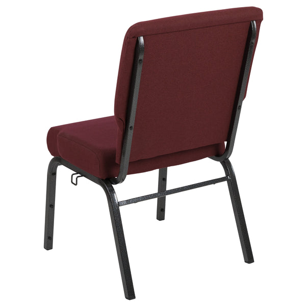 Maroon Fabric/Silver Vein Frame |#| 20.5inch Maroon Molded Foam Stacking Church Chair