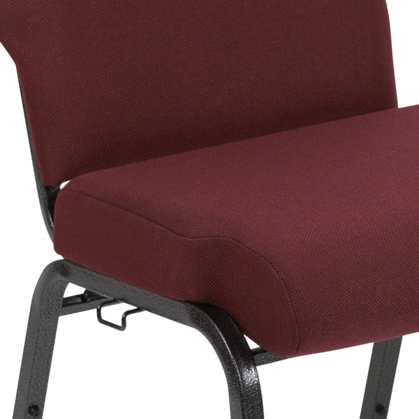 Maroon Fabric/Silver Vein Frame |#| 20.5inch Maroon Molded Foam Stacking Church Chair