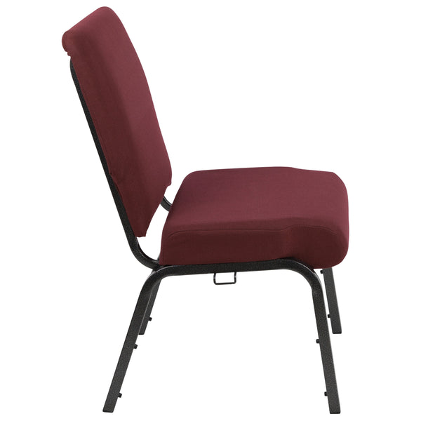 Maroon Fabric/Silver Vein Frame |#| 20.5inch Maroon Molded Foam Stacking Church Chair