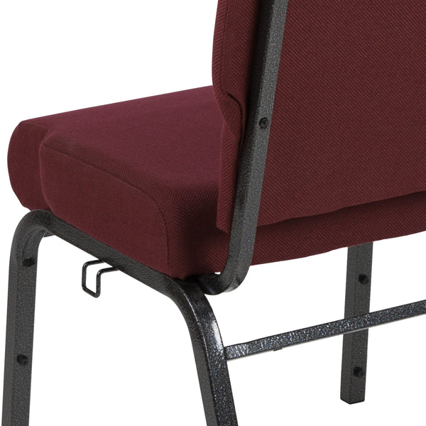 Maroon Fabric/Silver Vein Frame |#| 20.5inch Maroon Molded Foam Stacking Church Chair