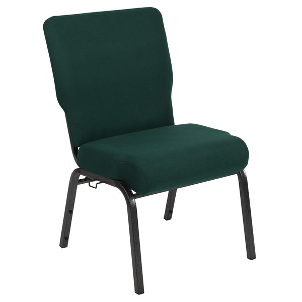 Hunter Green Fabric/Silver Vein Frame |#| 20.5inch Hunter Molded Foam Stacking Church Chair