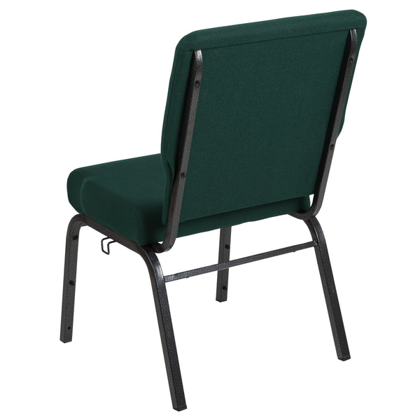 Hunter Green Fabric/Silver Vein Frame |#| 20.5inch Hunter Molded Foam Stacking Church Chair