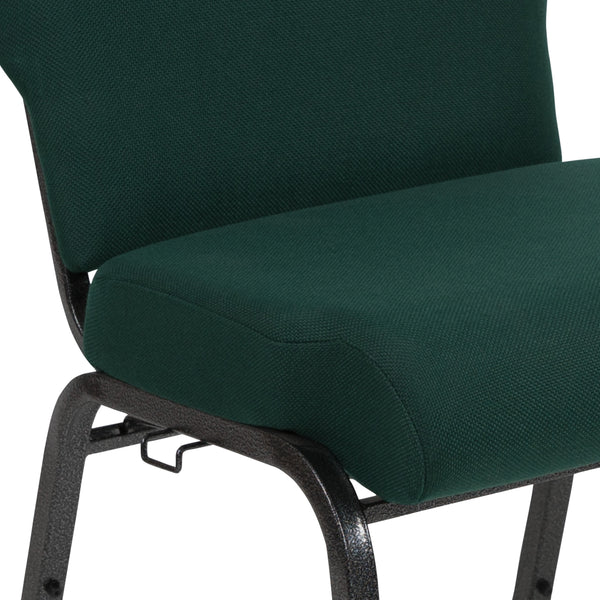 Hunter Green Fabric/Silver Vein Frame |#| 20.5inch Hunter Molded Foam Stacking Church Chair