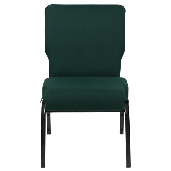 Hunter Green Fabric/Silver Vein Frame |#| 20.5inch Hunter Molded Foam Stacking Church Chair