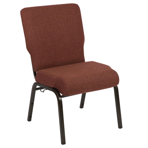 Cinnamon Fabric/Gold Vein Frame |#| 20.5inch Cinnamon Molded Foam Stacking Church Chair