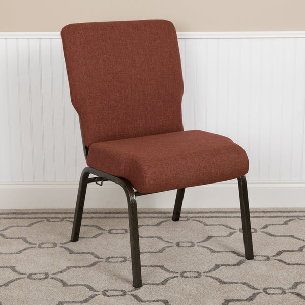 Cinnamon Fabric/Gold Vein Frame |#| 20.5inch Cinnamon Molded Foam Stacking Church Chair