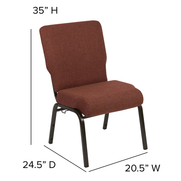 Cinnamon Fabric/Gold Vein Frame |#| 20.5inch Cinnamon Molded Foam Stacking Church Chair