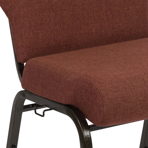 Cinnamon Fabric/Gold Vein Frame |#| 20.5inch Cinnamon Molded Foam Stacking Church Chair