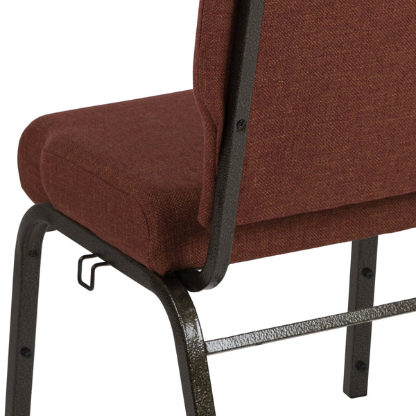 Cinnamon Fabric/Gold Vein Frame |#| 20.5inch Cinnamon Molded Foam Stacking Church Chair