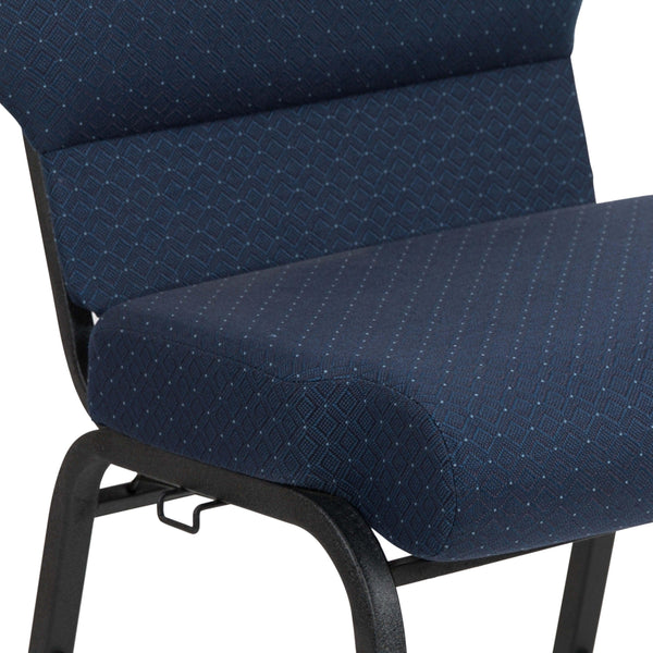 Cobalt Fabric/Black Frame |#| 20.5inch Cobalt Molded Foam Stacking Church Chair