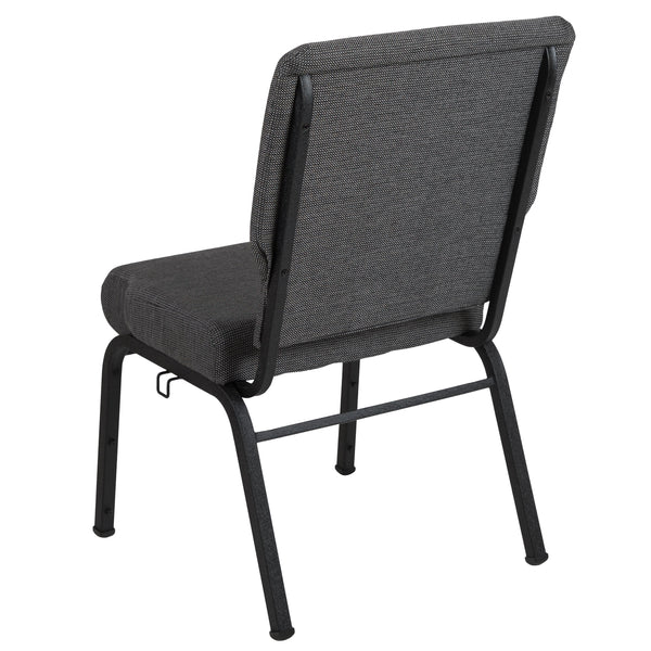 Black Marble Fabric/Black Frame |#| 20.5inch Marble Molded Foam Stacking Church Chair