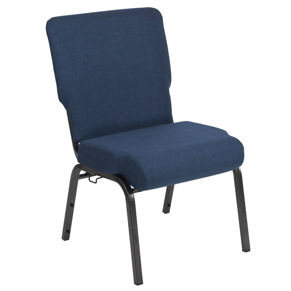 Navy Fabric/Silver Vein Frame |#| 20.5inch Navy Molded Foam Stacking Church Chair