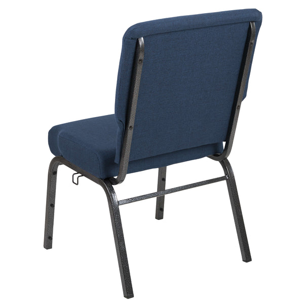 Navy Fabric/Silver Vein Frame |#| 20.5inch Navy Molded Foam Stacking Church Chair