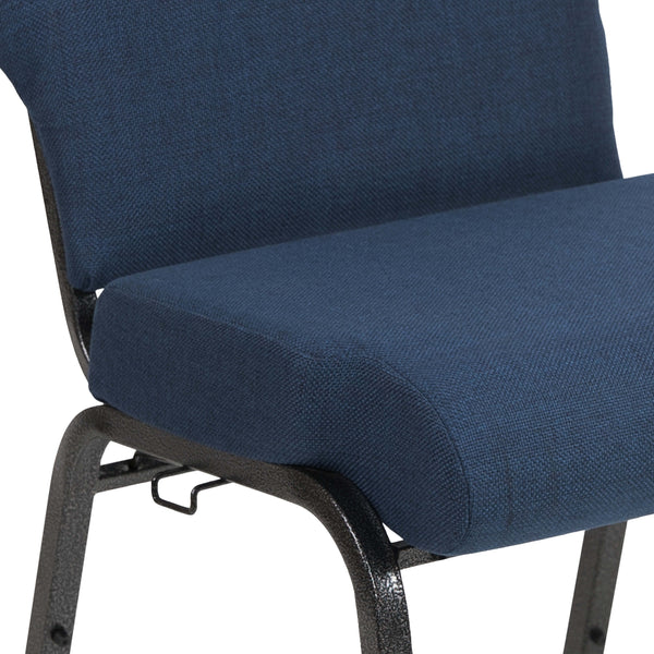 Navy Fabric/Silver Vein Frame |#| 20.5inch Navy Molded Foam Stacking Church Chair