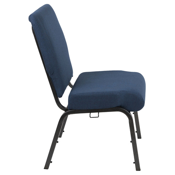 Navy Fabric/Silver Vein Frame |#| 20.5inch Navy Molded Foam Stacking Church Chair