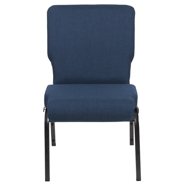 Navy Fabric/Silver Vein Frame |#| 20.5inch Navy Molded Foam Stacking Church Chair