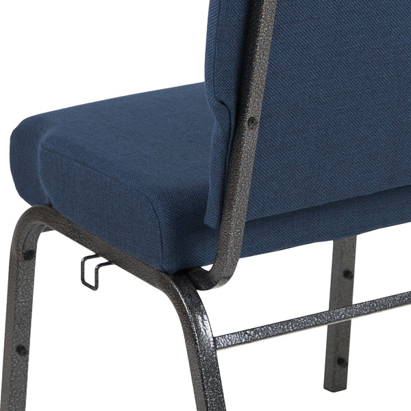 Navy Fabric/Silver Vein Frame |#| 20.5inch Navy Molded Foam Stacking Church Chair