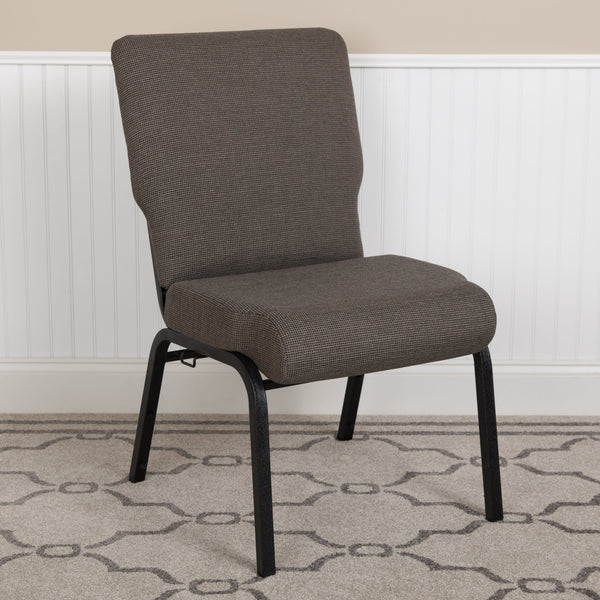 Fossil Fabric/Black Frame |#| 20.5inch Fossil Molded Foam Stacking Church Chair