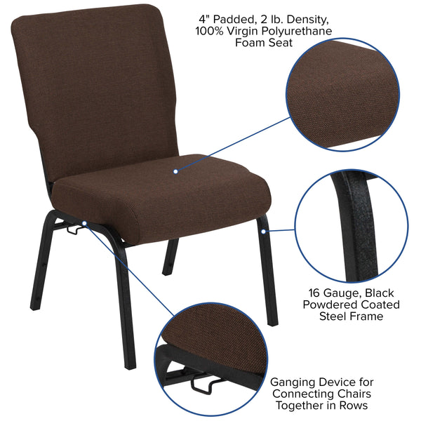 Java Fabric/Black Frame |#| 20.5inch Java Molded Foam Stacking Church Chair