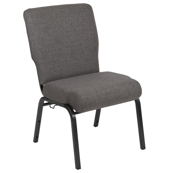 Charcoal Gray Fabric/Silver Vein Frame |#| 20.5inch Charcoal Molded Foam Stacking Church Chair