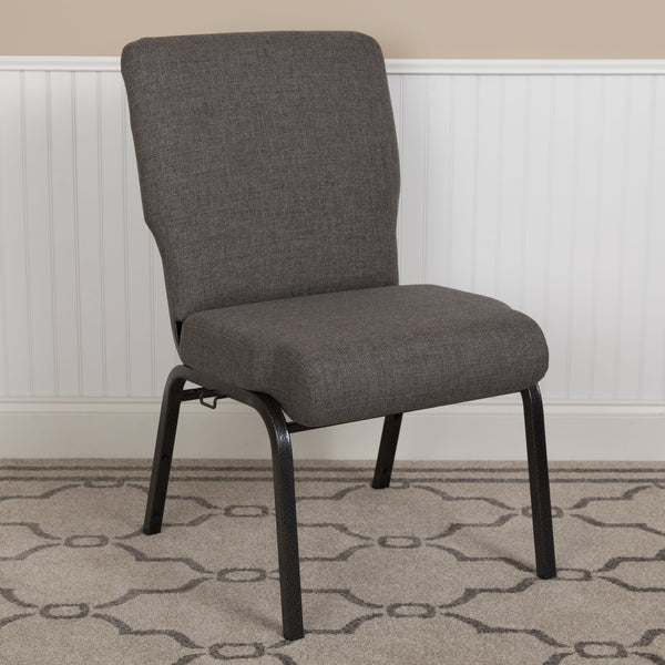 Charcoal Gray Fabric/Silver Vein Frame |#| 20.5inch Charcoal Molded Foam Stacking Church Chair