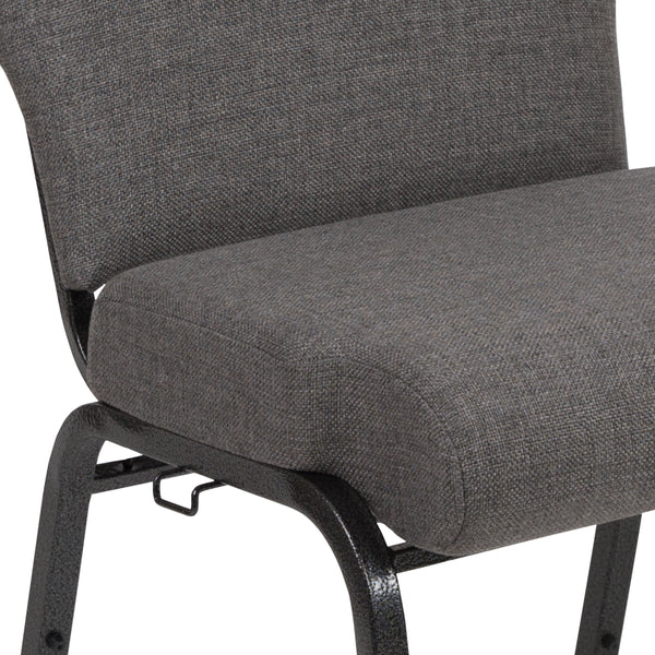 Charcoal Gray Fabric/Silver Vein Frame |#| 20.5inch Charcoal Molded Foam Stacking Church Chair