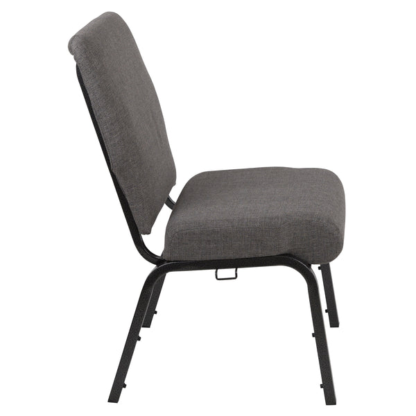 Charcoal Gray Fabric/Silver Vein Frame |#| 20.5inch Charcoal Molded Foam Stacking Church Chair