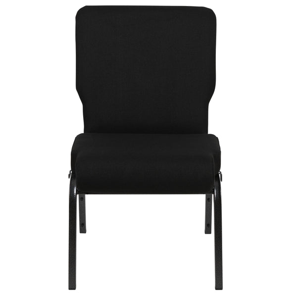 Black Fabric/Silver Vein Frame |#| 20.5inch Black Molded Foam Stacking Church Chair