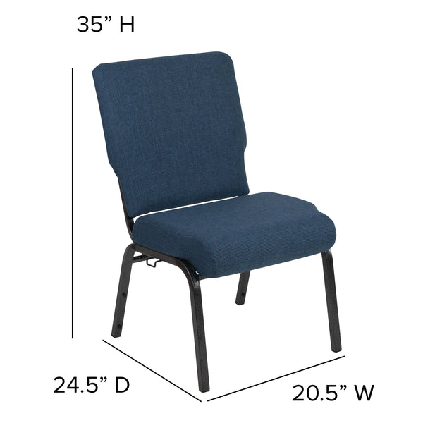 Blue Fabric/Silver Vein Frame |#| 20.5inch Blue Molded Foam Stacking Church Chair