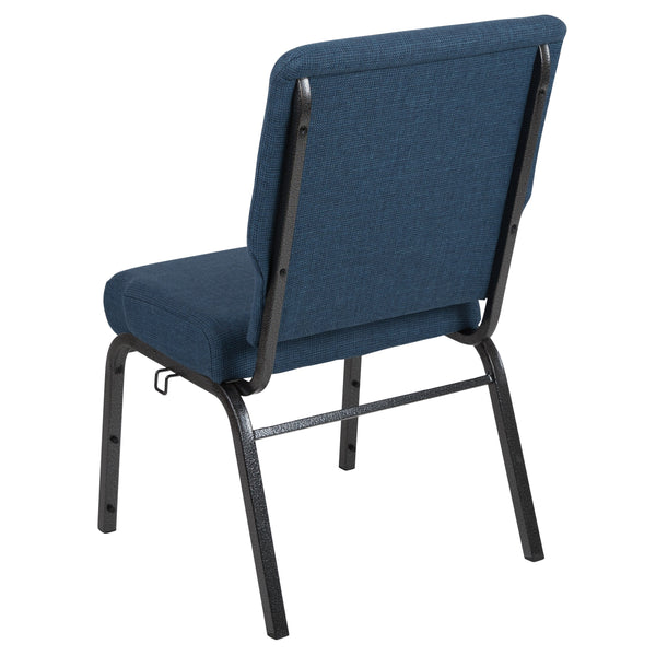 Blue Fabric/Silver Vein Frame |#| 20.5inch Blue Molded Foam Stacking Church Chair