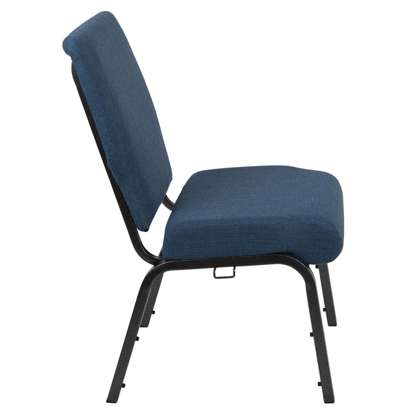 Blue Fabric/Silver Vein Frame |#| 20.5inch Blue Molded Foam Stacking Church Chair