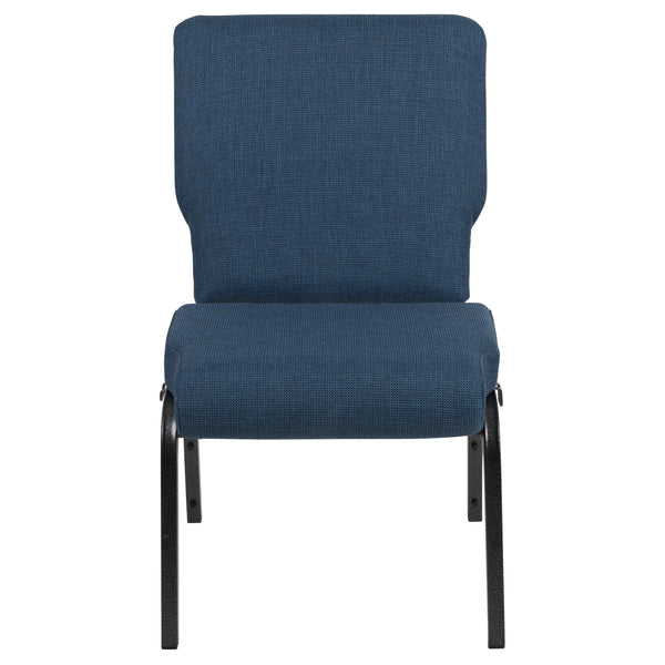 Blue Fabric/Silver Vein Frame |#| 20.5inch Blue Molded Foam Stacking Church Chair