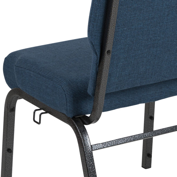 Blue Fabric/Silver Vein Frame |#| 20.5inch Blue Molded Foam Stacking Church Chair