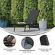 Black/Black |#| All-Weather Textilene Adjustable Chaise Lounge Chair with Arms - Black/Black