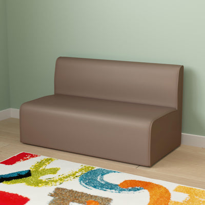 Bright Beginnings Commercial Grade Modular Classroom Soft Seating, Armless 2-Seater Sofa