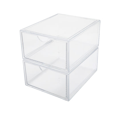 Brody 2 Pack Plastic Stackable Office Desktop Organizer Boxes with Drawer - View 1