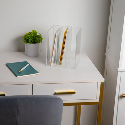 Brody Acrylic 3 Section File Holder Office Desktop Organizer - View 2