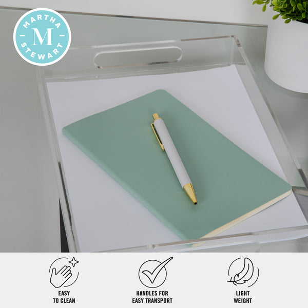 Acrylic Desktop Letter Tray Organizer with Handles and Anti-Slip Feet-Clear