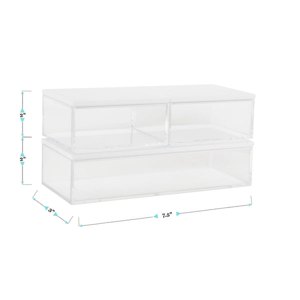 Clear/White |#| Premium Clear Plastic Storage Bins with White MDF Lids-2-SM/1-MED