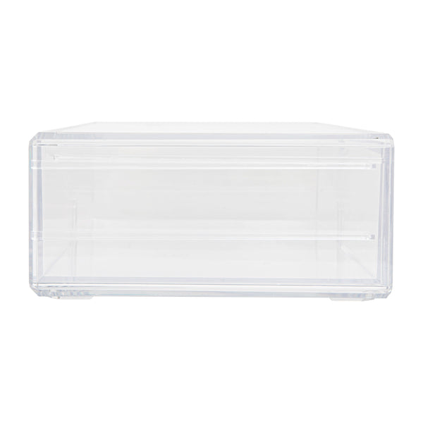 Desktop Organization Box with Half Moon Opening Pullout Drawer - Clear Plastic